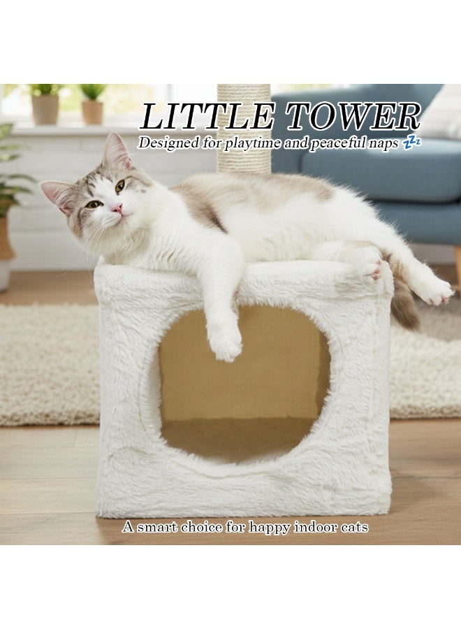 NNC PETS Cat tower with Scratch pole, Anti-scratch and Cat nail care post, 60 cm Protect furniture for Indoor cats and kittens, Small cat tree with Resting platform, Cozy Condo and Hanging Toy (Beige) - Image 5